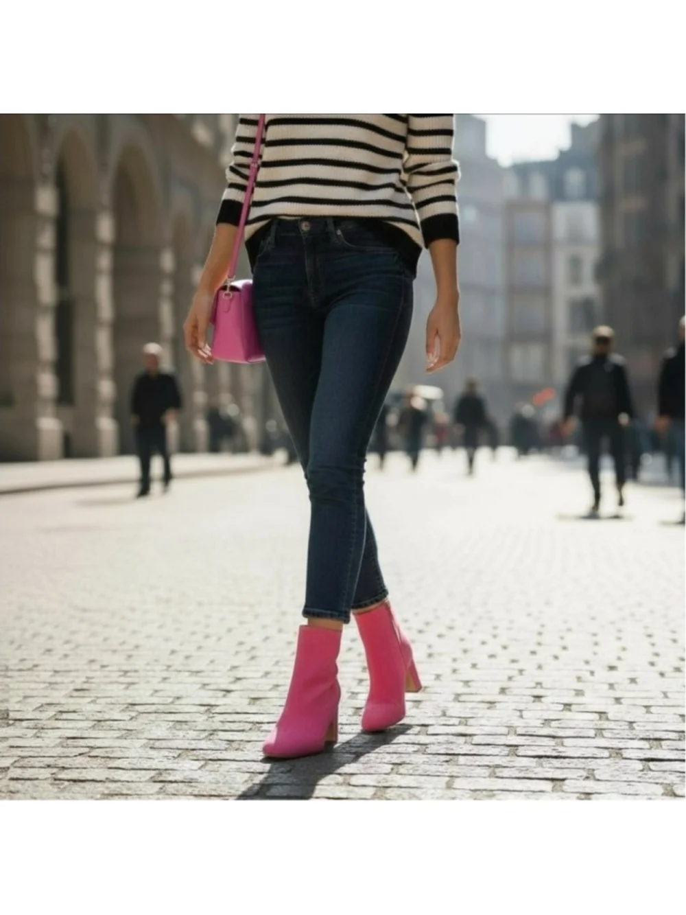 Sam Edelman Fawn Suede LEATHER Block Heel Boots Booties 7.5 WIDE Fushia Pink